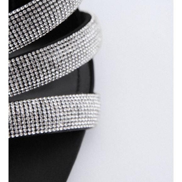 NWT ZARA Sparkly Rhinestone Strap Heeled Sandals 6.5 - Picture 5 of 5